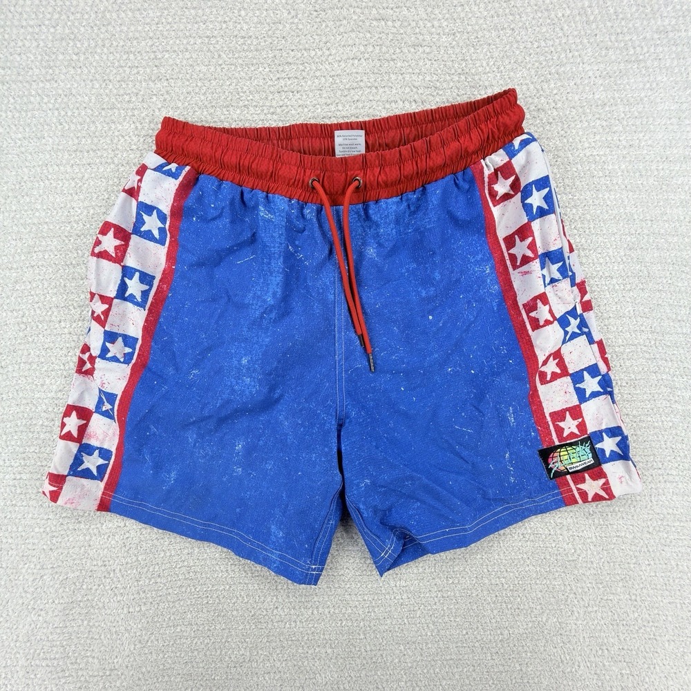Slunks Swim Trunks Mens Large United Slunks Of America Stars Lined Performance